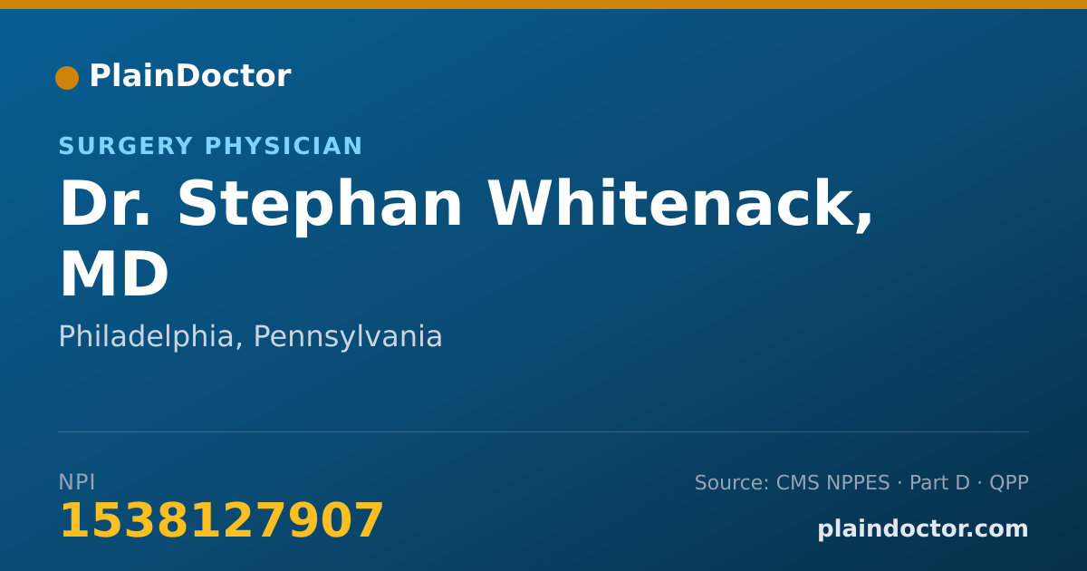 Shareable card for Stephan Whitenack, MD - Surgery Physician, Philadelphia, PA