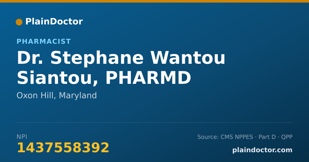 Shareable card for Stephane Wantou Siantou, PHARMD - Pharmacist, Oxon Hill, MD