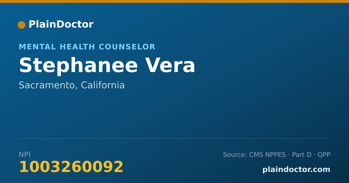 Shareable card for Stephanee Vera - Mental Health Counselor, Sacramento, CA