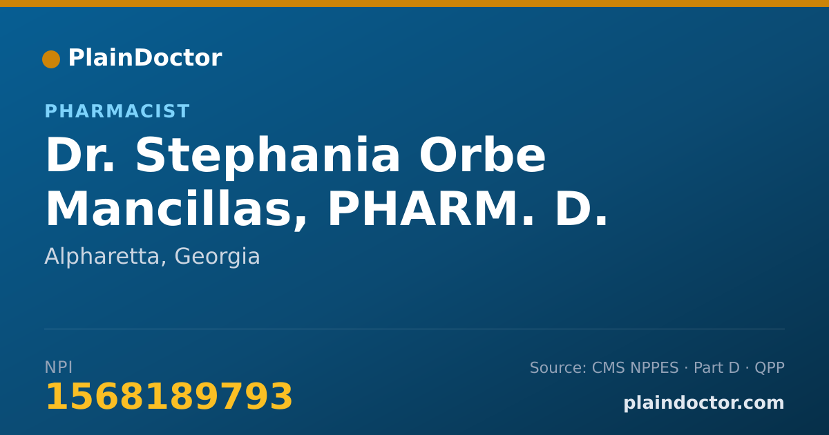 Shareable card for Stephania Orbe Mancillas, PHARM. D. - Pharmacist, Alpharetta, GA