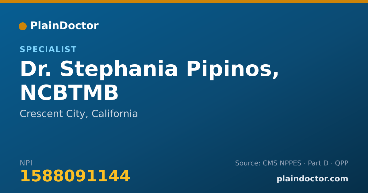 Shareable card for Stephania Pipinos, NCBTMB - Specialist, Crescent City, CA