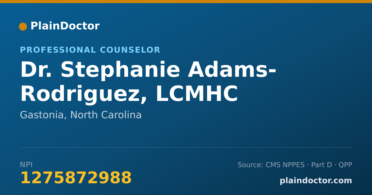 Shareable card for Stephanie Adams- Rodriguez, LCMHC - Professional Counselor, Gastonia, NC