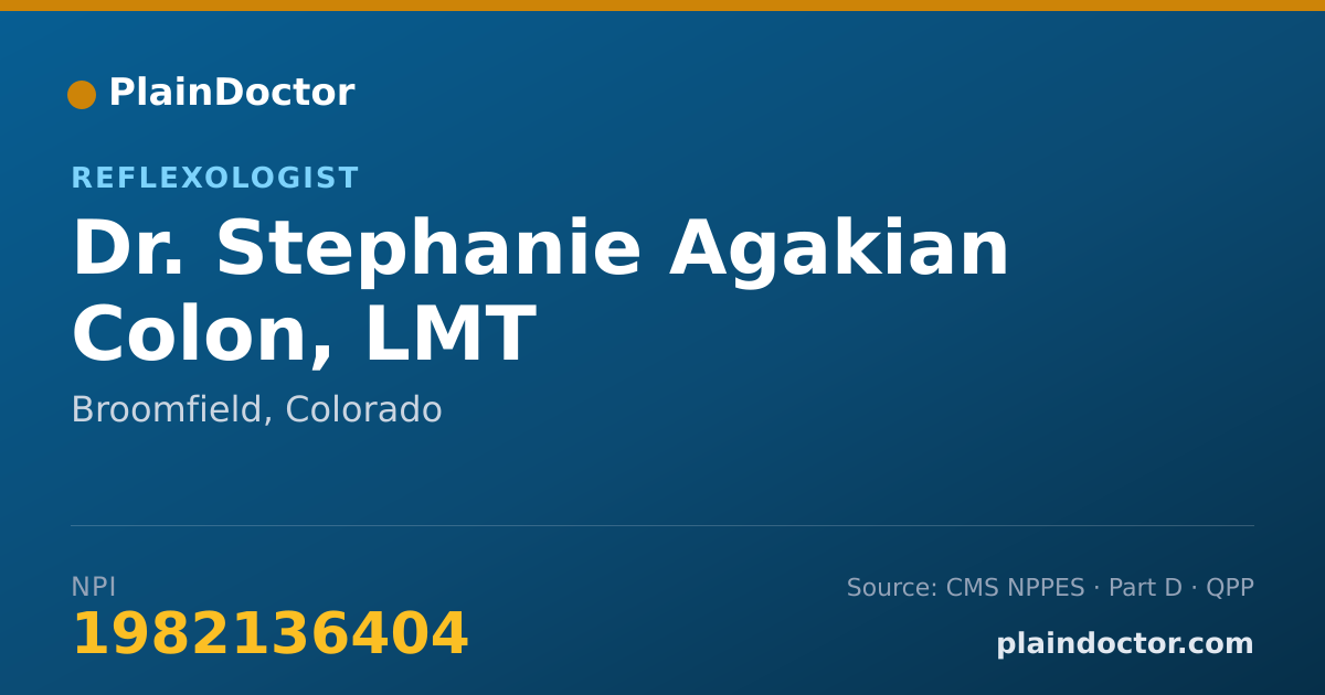 Shareable card for Stephanie Agakian Colon, LMT - Reflexologist, Broomfield, CO