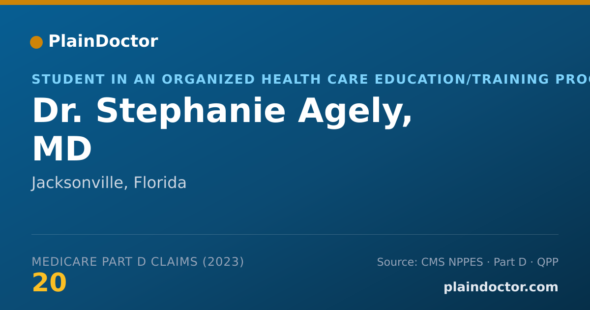 Shareable card for Stephanie Agely, MD - Student in an Organized Health Care Education/Training Program, Jacksonville, FL