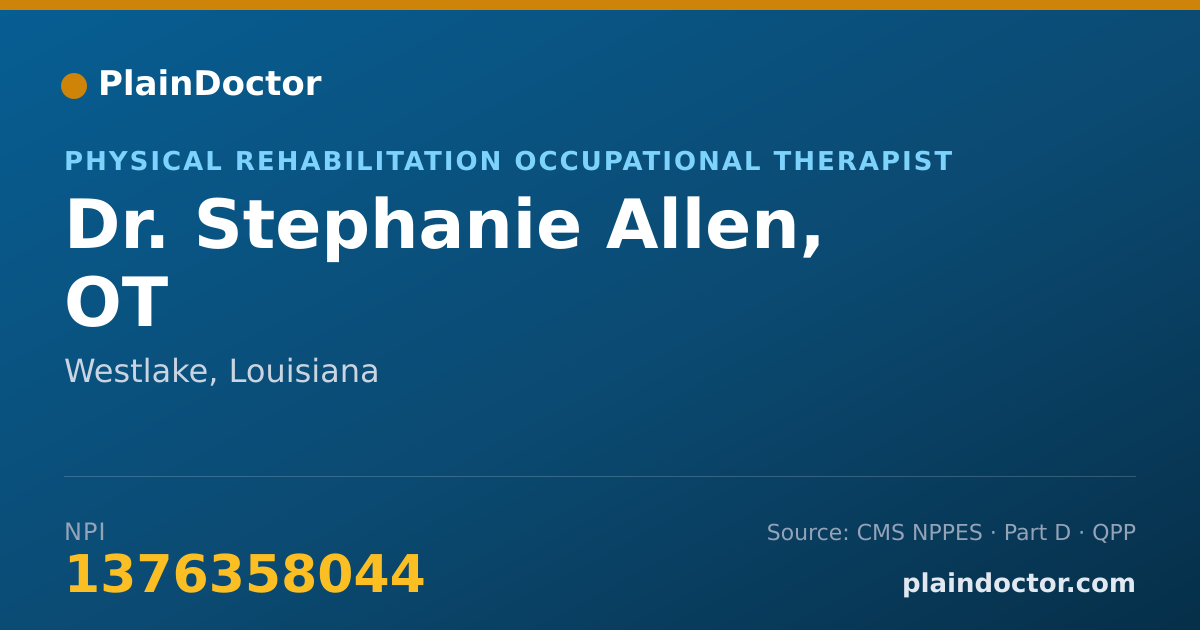 Shareable card for Stephanie Allen, OT - Physical Rehabilitation Occupational Therapist, Westlake, LA