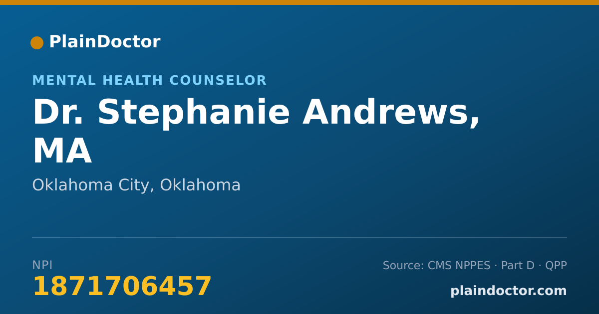 Shareable card for Stephanie Andrews, MA - Mental Health Counselor, Oklahoma City, OK