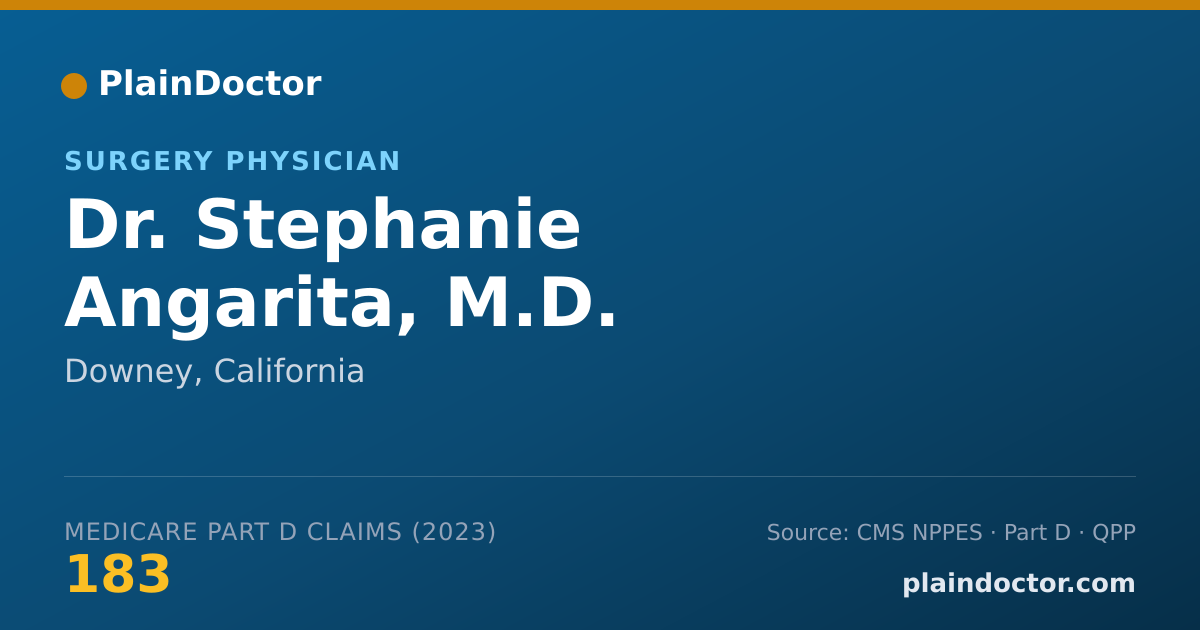 Shareable card for Stephanie Angarita, M.D. - Surgery Physician, Downey, CA