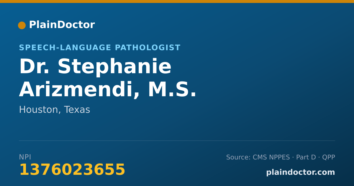 Shareable card for Stephanie Arizmendi, M.S. CCC-SLP - Speech-Language Pathologist, Houston, TX