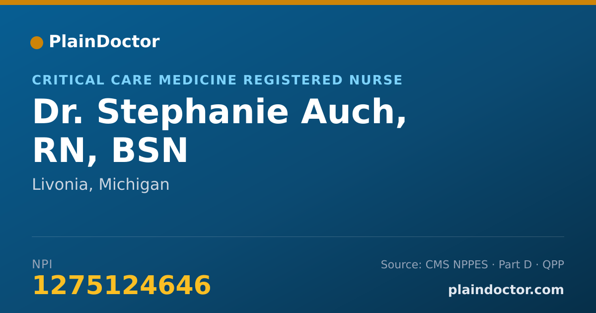 Shareable card for Stephanie Auch, RN, BSN - Critical Care Medicine Registered Nurse, Livonia, MI