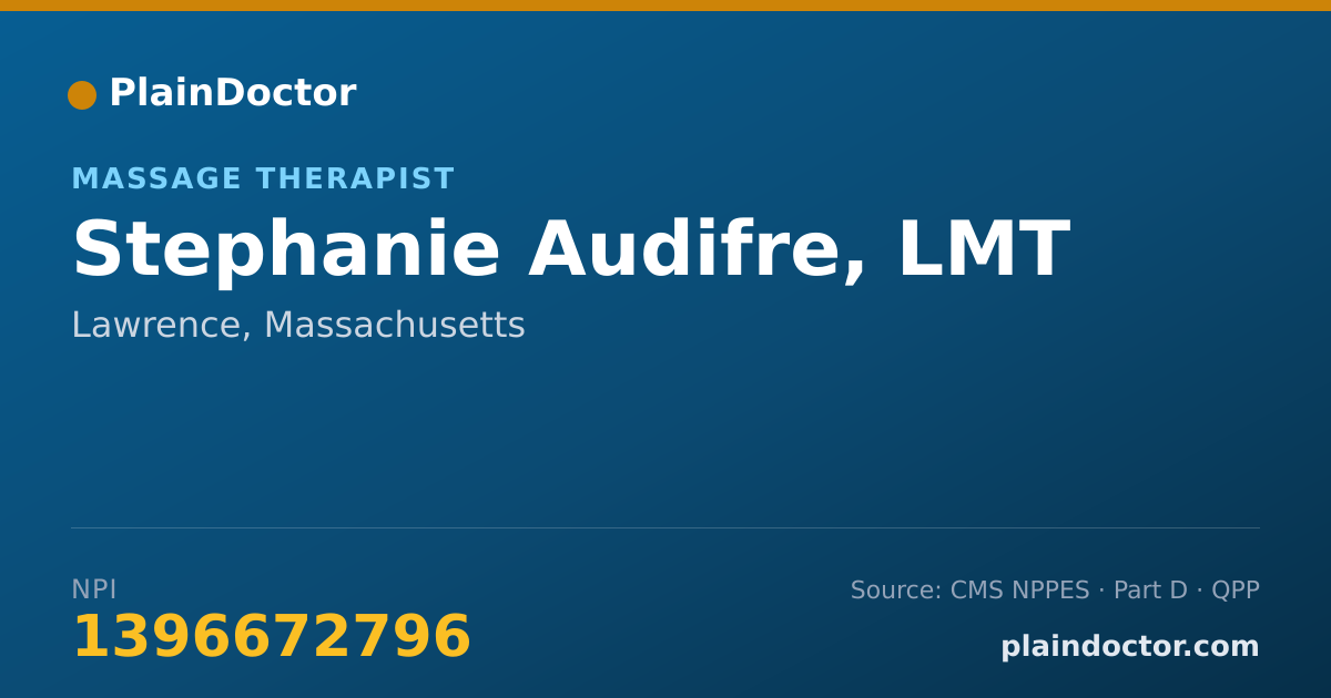 Shareable card for Stephanie Audifre, LMT - Massage Therapist, Lawrence, MA