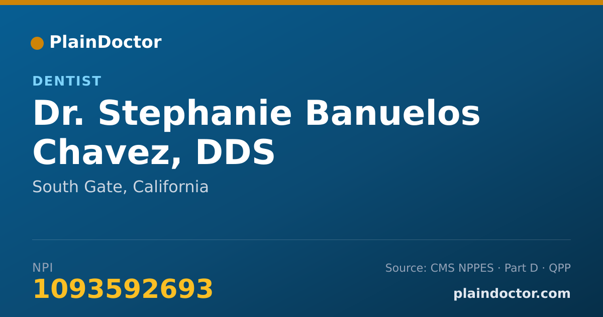 Shareable card for Stephanie Banuelos Chavez, DDS - Dentist, South Gate, CA
