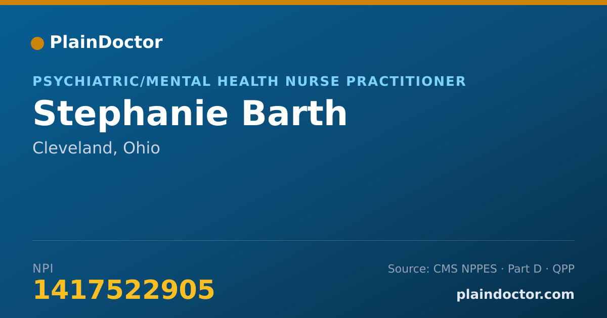 Shareable card for Stephanie Barth - Psychiatric/Mental Health Nurse Practitioner, Cleveland, OH