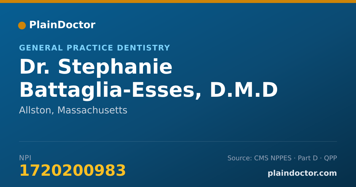 Shareable card for Stephanie Battaglia-Esses, D.M.D - General Practice Dentistry, Allston, MA