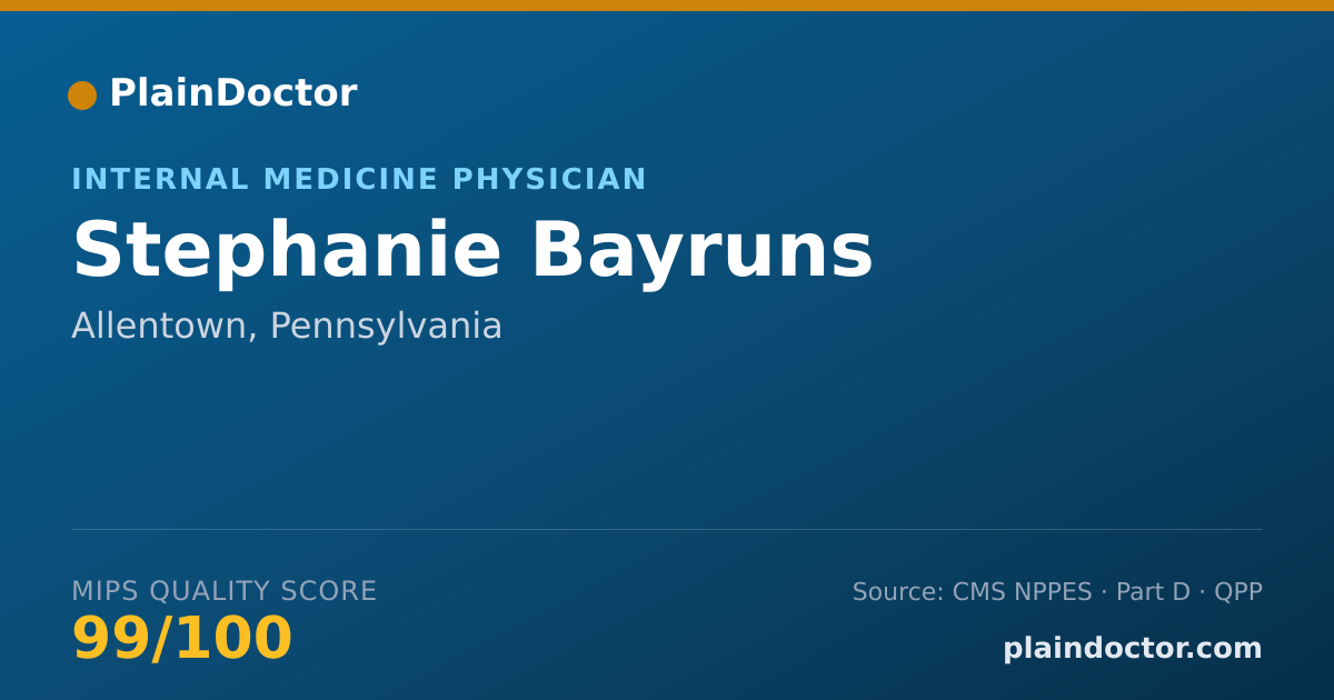 Shareable card for Stephanie Bayruns - Internal Medicine Physician, Allentown, PA