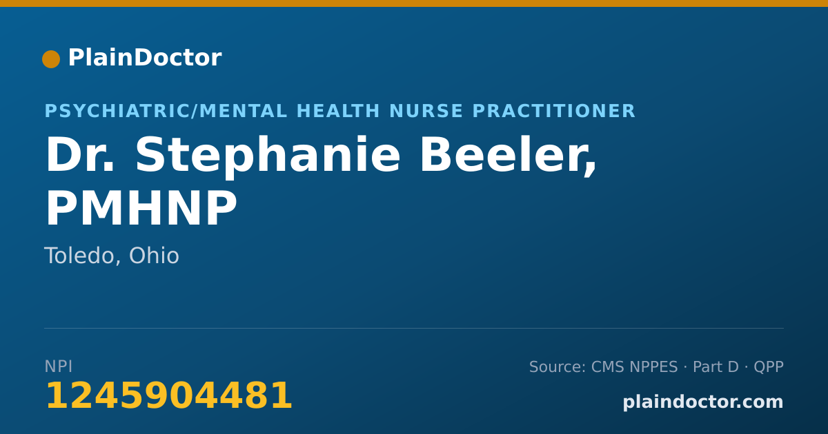 Shareable card for Stephanie Beeler, PMHNP - Psychiatric/Mental Health Nurse Practitioner, Toledo, OH