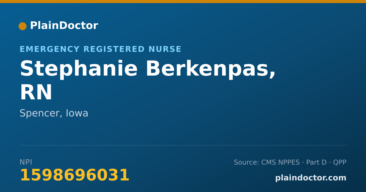 Shareable card for Stephanie Berkenpas, RN - Emergency Registered Nurse, Spencer, IA