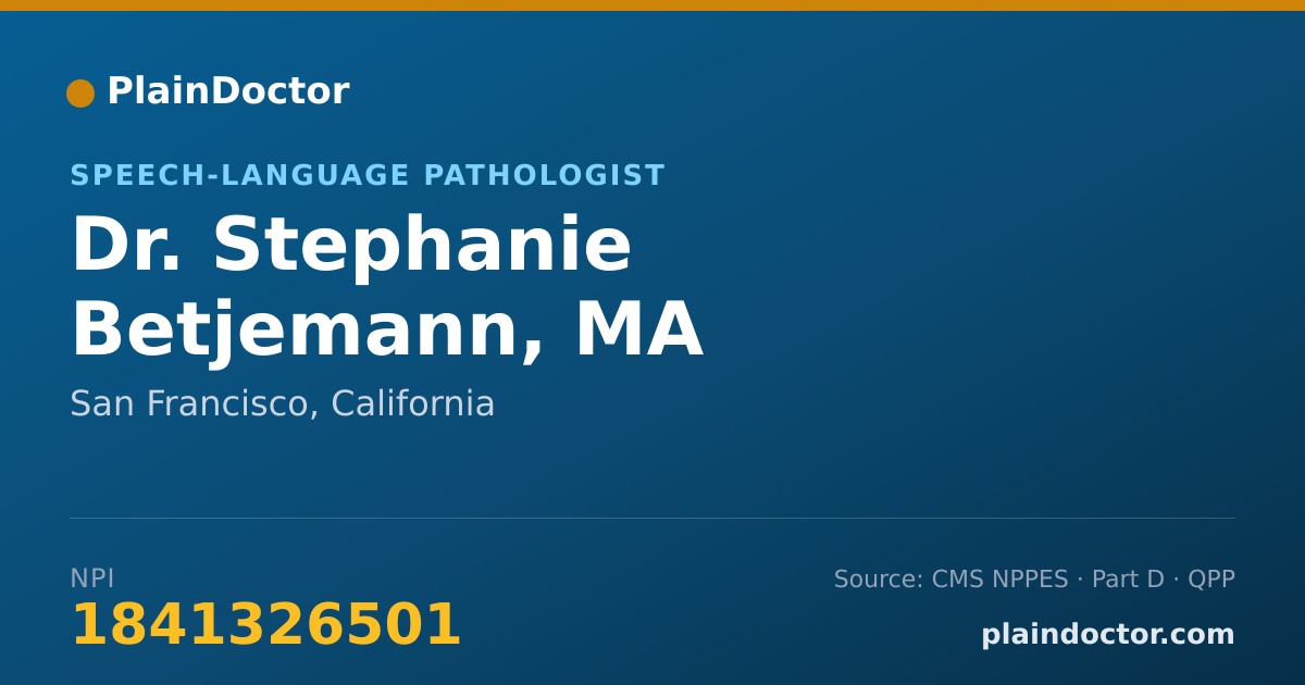 Shareable card for Stephanie Betjemann, MA - Speech-Language Pathologist, San Francisco, CA