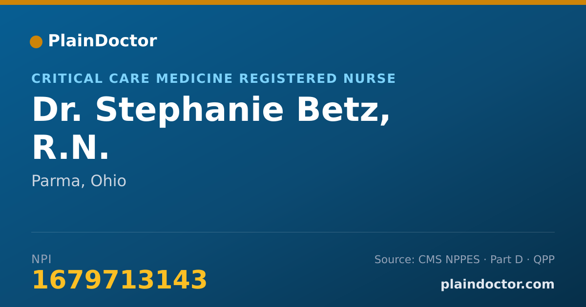 Shareable card for Stephanie Betz, R.N. - Critical Care Medicine Registered Nurse, Parma, OH