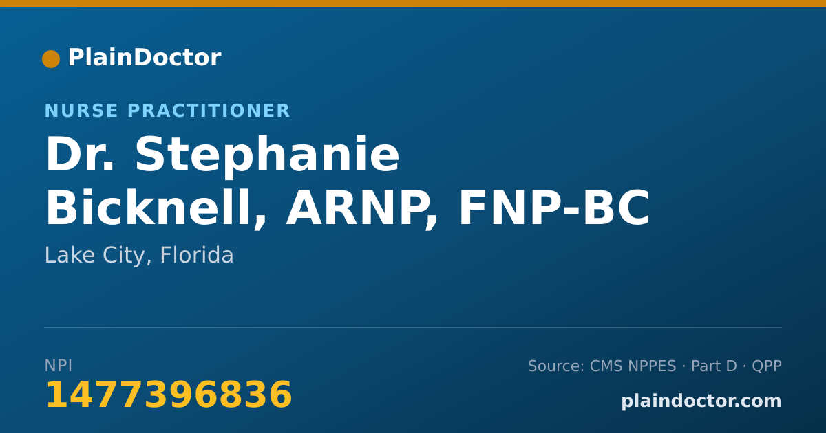 Shareable card for Stephanie Bicknell, ARNP, FNP-BC - Nurse Practitioner, Lake City, FL