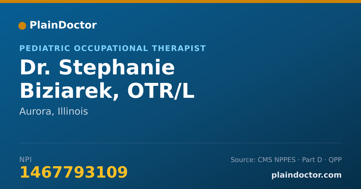 Shareable card for Stephanie Biziarek, OTR/L - Pediatric Occupational Therapist, Aurora, IL