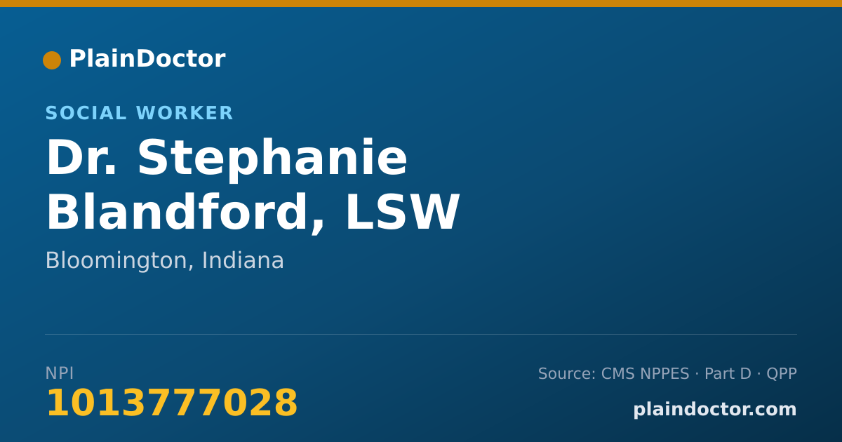 Shareable card for Stephanie Blandford, LSW - Social Worker, Bloomington, IN