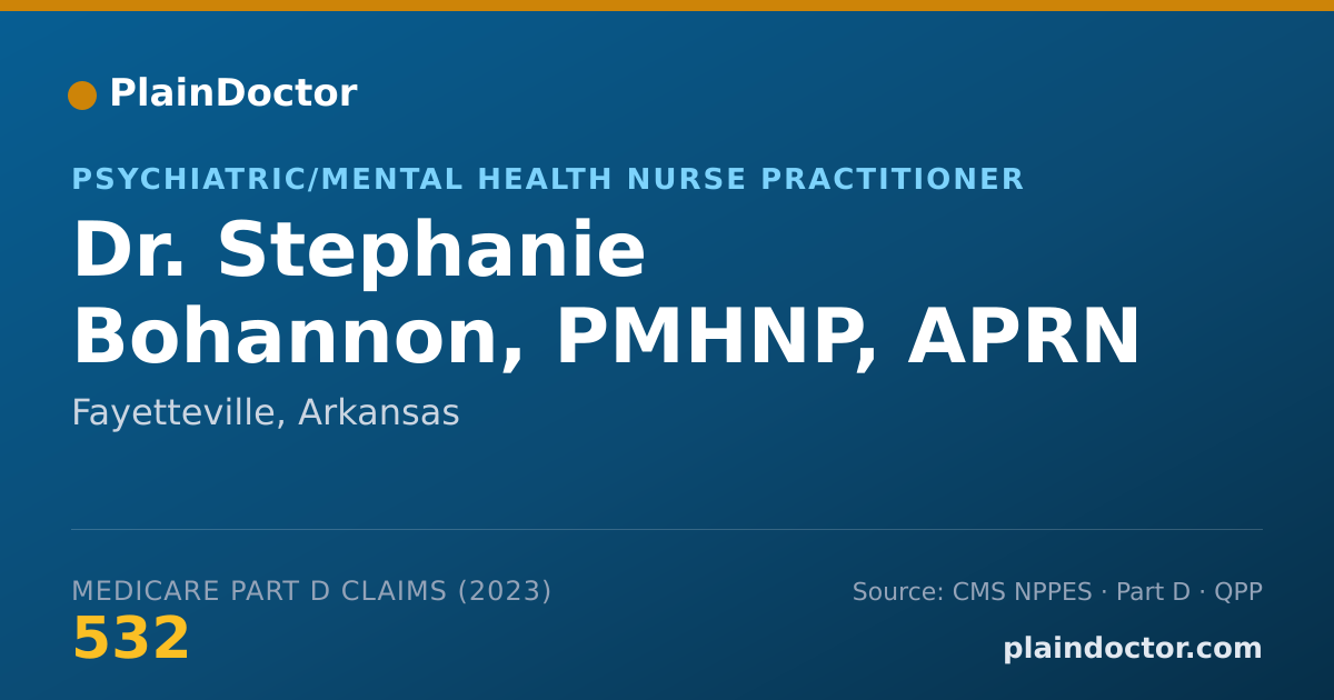 Shareable card for Stephanie Bohannon, PMHNP, APRN - Psychiatric/Mental Health Nurse Practitioner, Fayetteville, AR