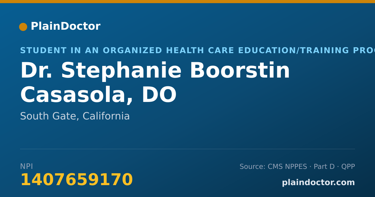 Shareable card for Stephanie Boorstin Casasola, DO - Student in an Organized Health Care Education/Training Program, South Gate, CA