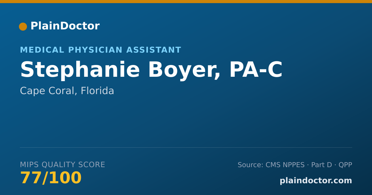 Shareable card for Stephanie Boyer, PA-C - Medical Physician Assistant, Cape Coral, FL