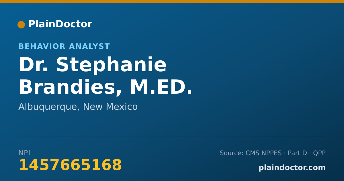 Shareable card for Stephanie Brandies, M.ED. - Behavior Analyst, Albuquerque, NM