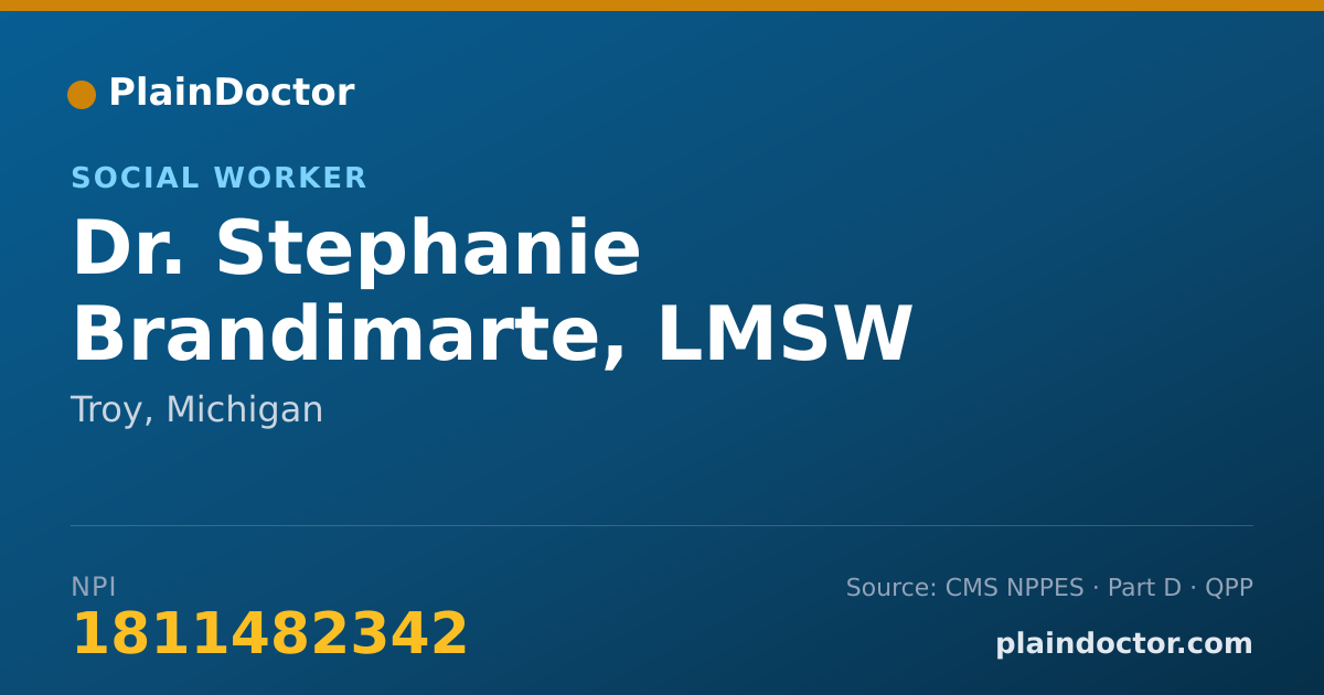 Shareable card for Stephanie Brandimarte, LMSW - Social Worker, Troy, MI