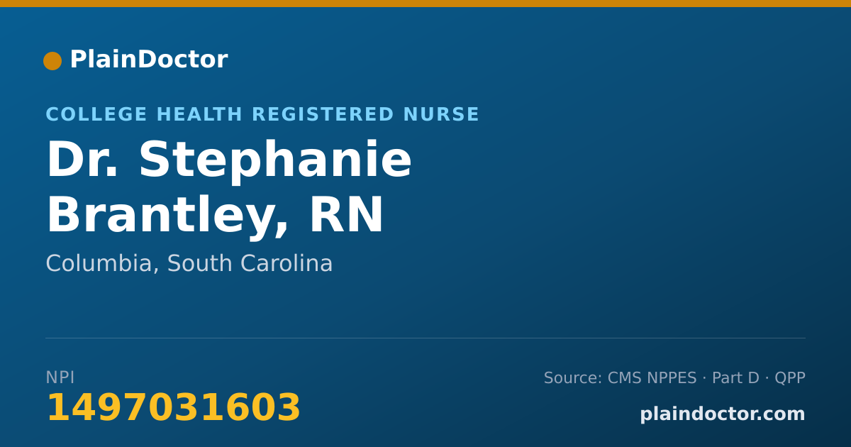 Shareable card for Stephanie Brantley, RN - College Health Registered Nurse, Columbia, SC