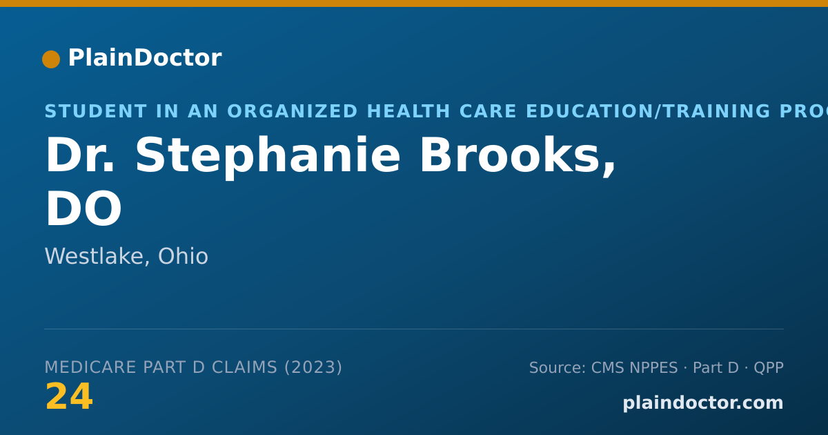 Shareable card for Stephanie Brooks, DO - Student in an Organized Health Care Education/Training Program, Westlake, OH