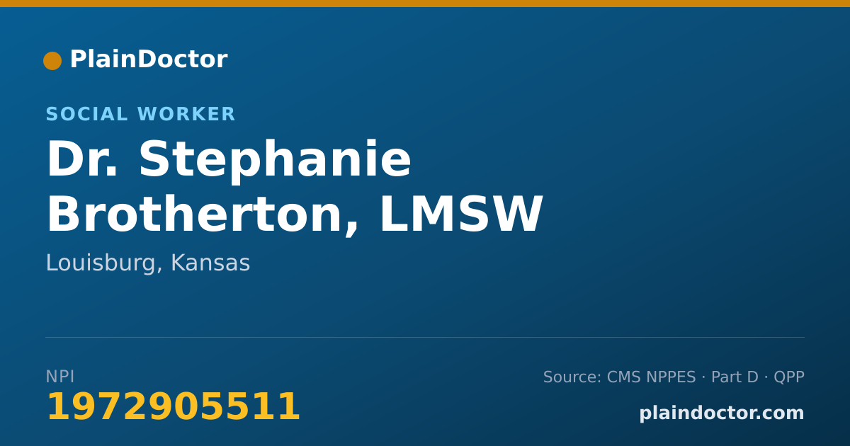 Shareable card for Stephanie Brotherton, LMSW - Social Worker, Louisburg, KS