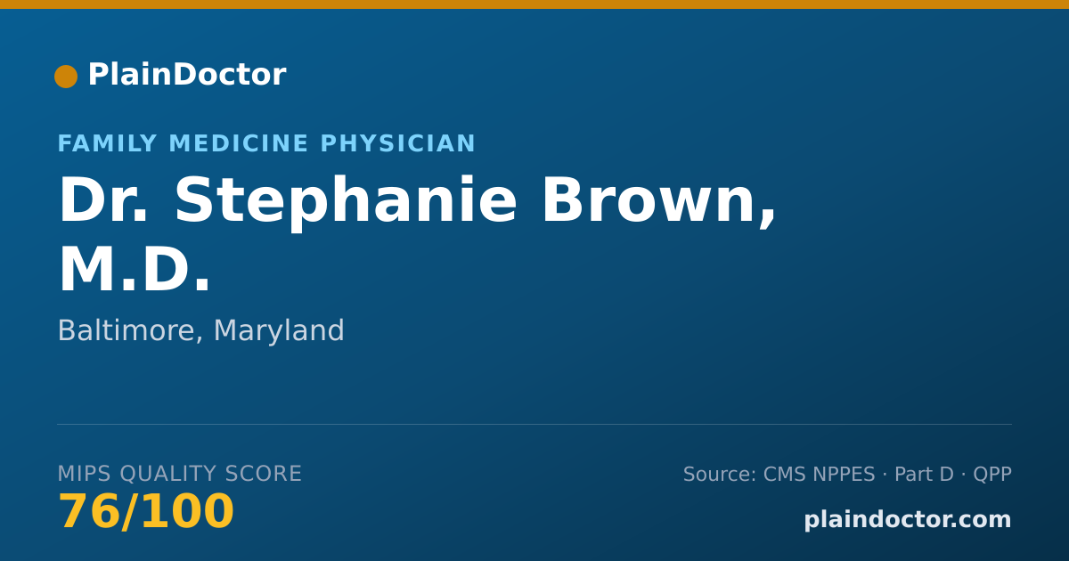 Shareable card for Stephanie Brown, M.D. - Family Medicine Physician, Baltimore, MD