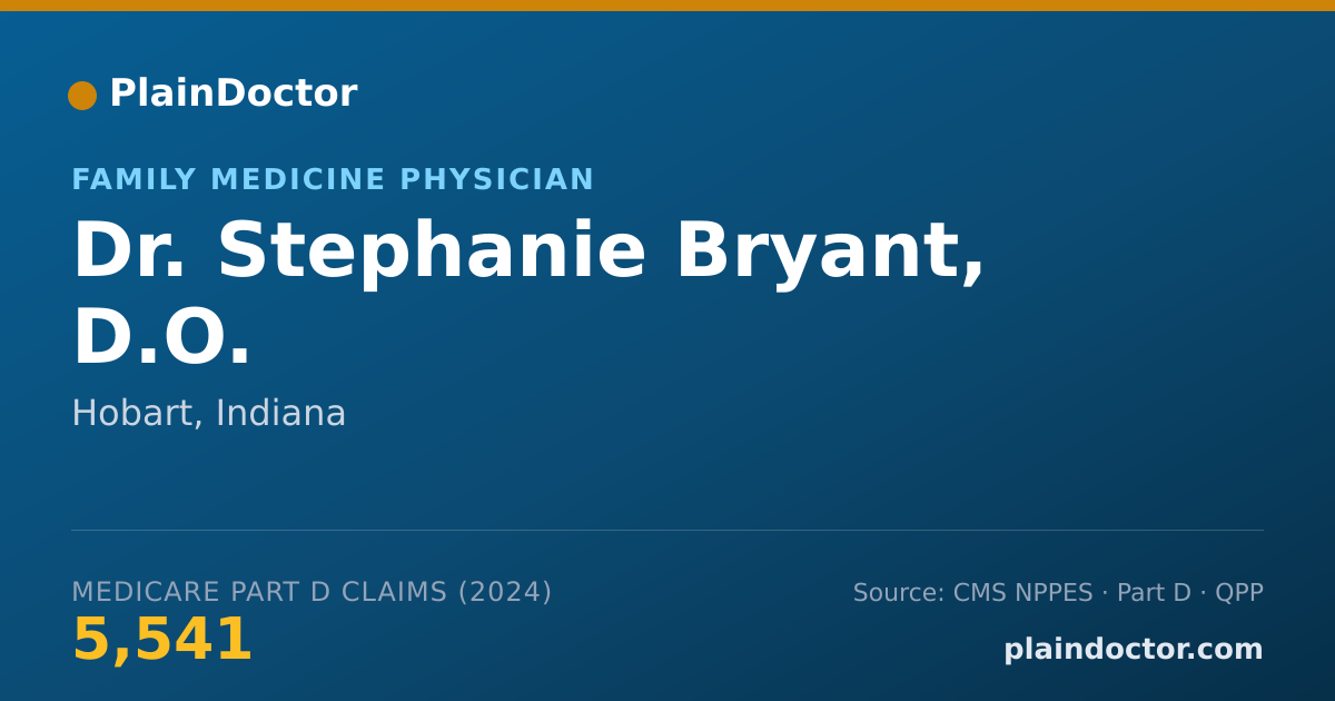 Shareable card for Stephanie Bryant, D.O. - Family Medicine Physician, Hobart, IN