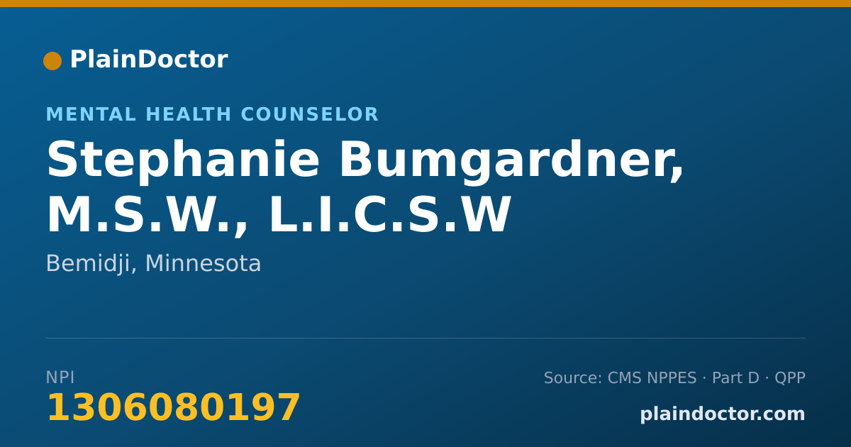 Shareable card for Stephanie Bumgardner, M.S.W., L.I.C.S.W - Mental Health Counselor, Bemidji, MN