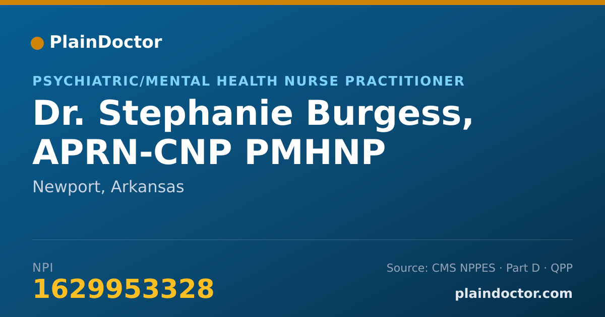 Shareable card for Stephanie Burgess, APRN-CNP PMHNP - Psychiatric/Mental Health Nurse Practitioner, Newport, AR