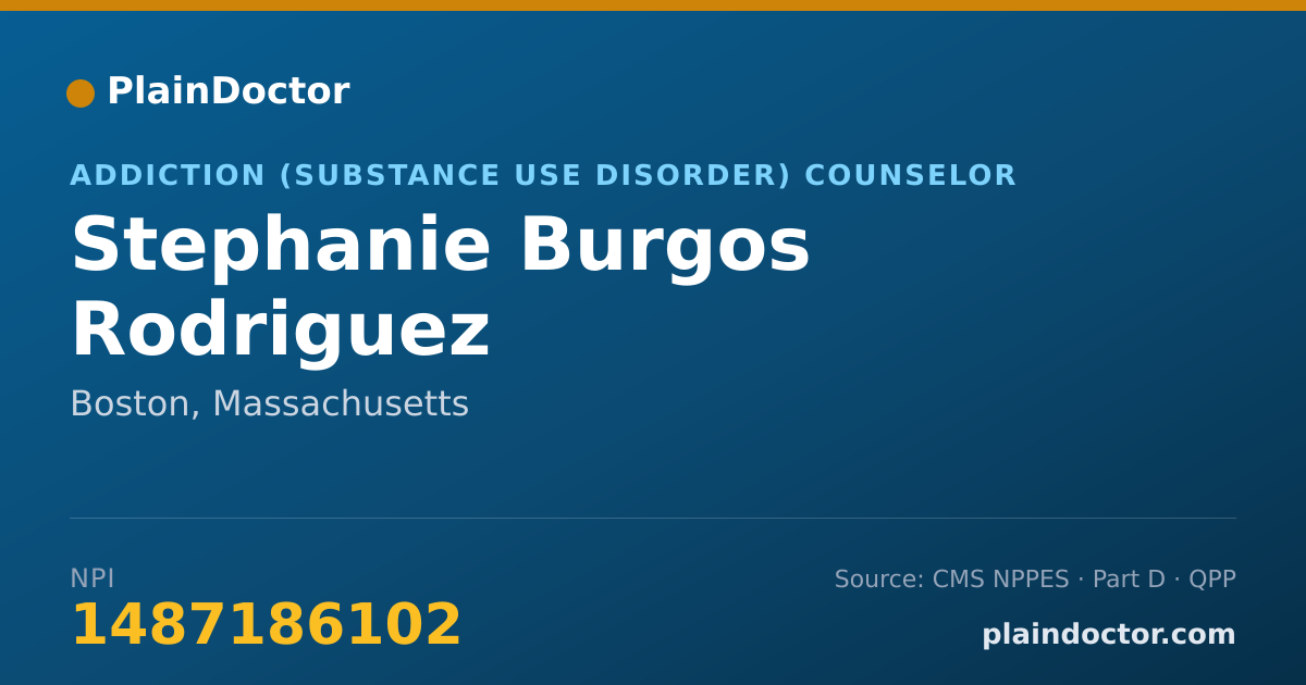 Shareable card for Stephanie Burgos Rodriguez - Addiction (Substance Use Disorder) Counselor, Boston, MA