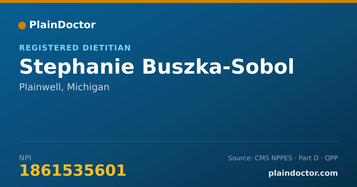 Shareable card for Stephanie Buszka-Sobol - Registered Dietitian, Plainwell, MI
