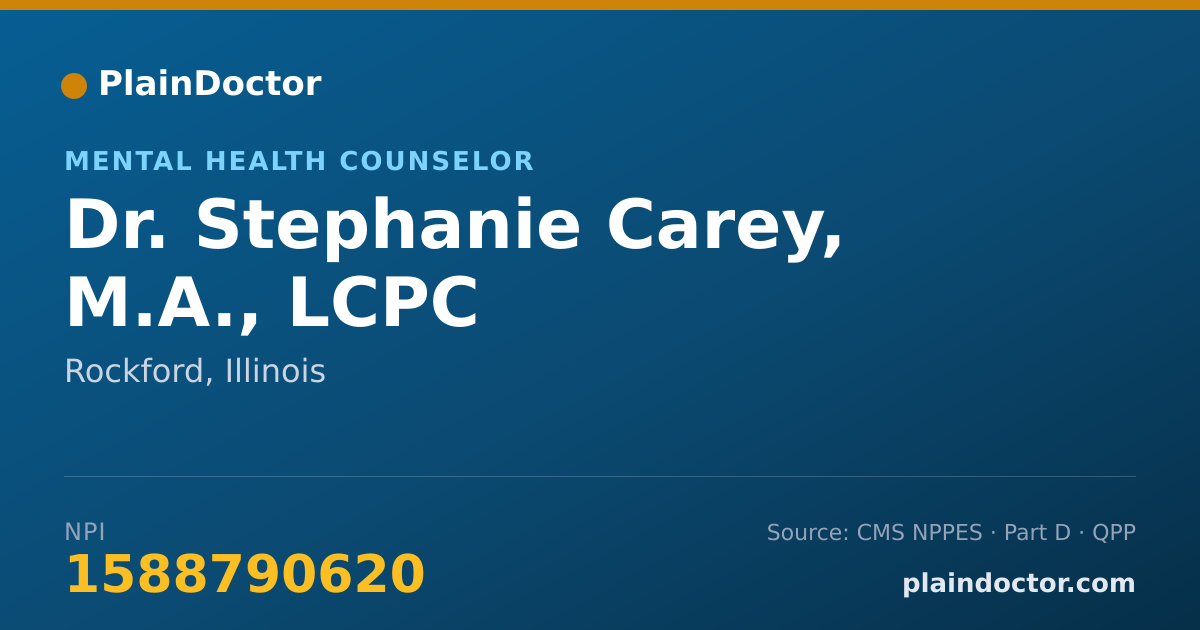 Shareable card for Stephanie Carey, M.A., LCPC - Mental Health Counselor, Rockford, IL