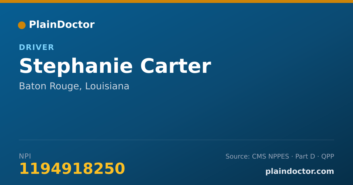 Shareable card for Stephanie Carter - Driver, Baton Rouge, LA