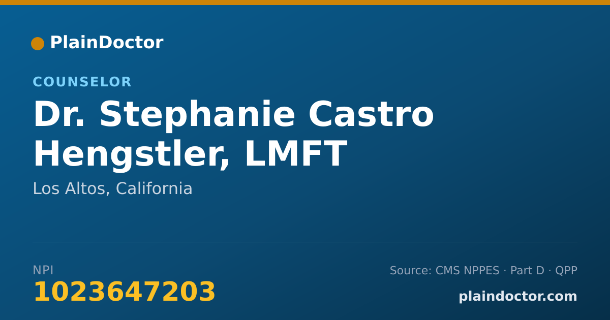 Shareable card for Stephanie Castro Hengstler, LMFT - Counselor, Los Altos, CA