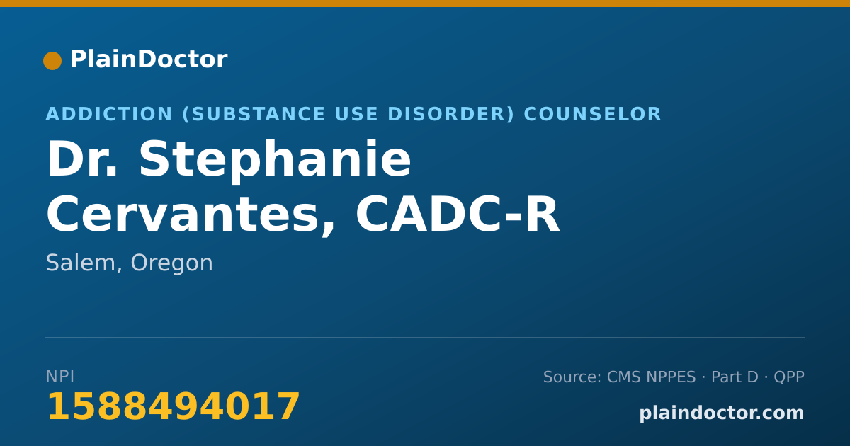Shareable card for Stephanie Cervantes, CADC-R - Addiction (Substance Use Disorder) Counselor, Salem, OR