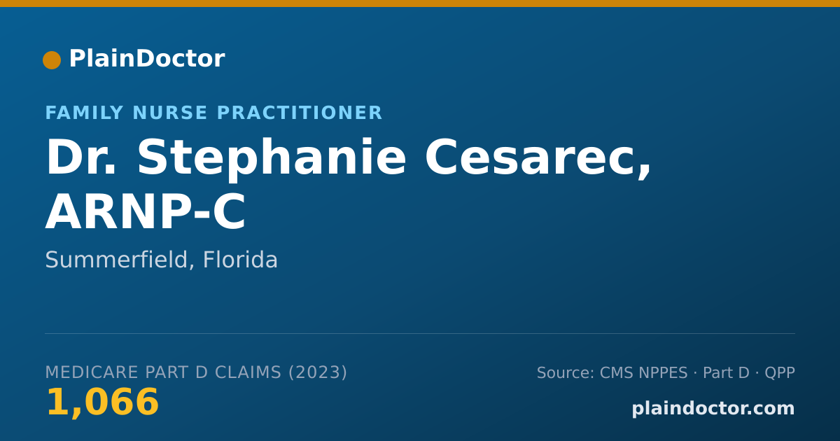 Shareable card for Stephanie Cesarec, ARNP-C - Family Nurse Practitioner, Summerfield, FL