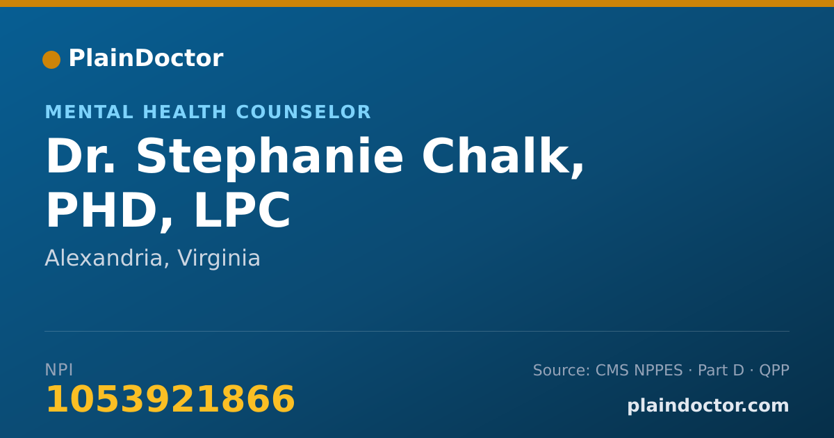 Shareable card for Stephanie Chalk, PHD, LPC - Mental Health Counselor, Alexandria, VA