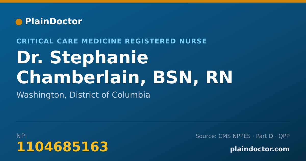 Shareable card for Stephanie Chamberlain, BSN, RN - Critical Care Medicine Registered Nurse, Washington, DC