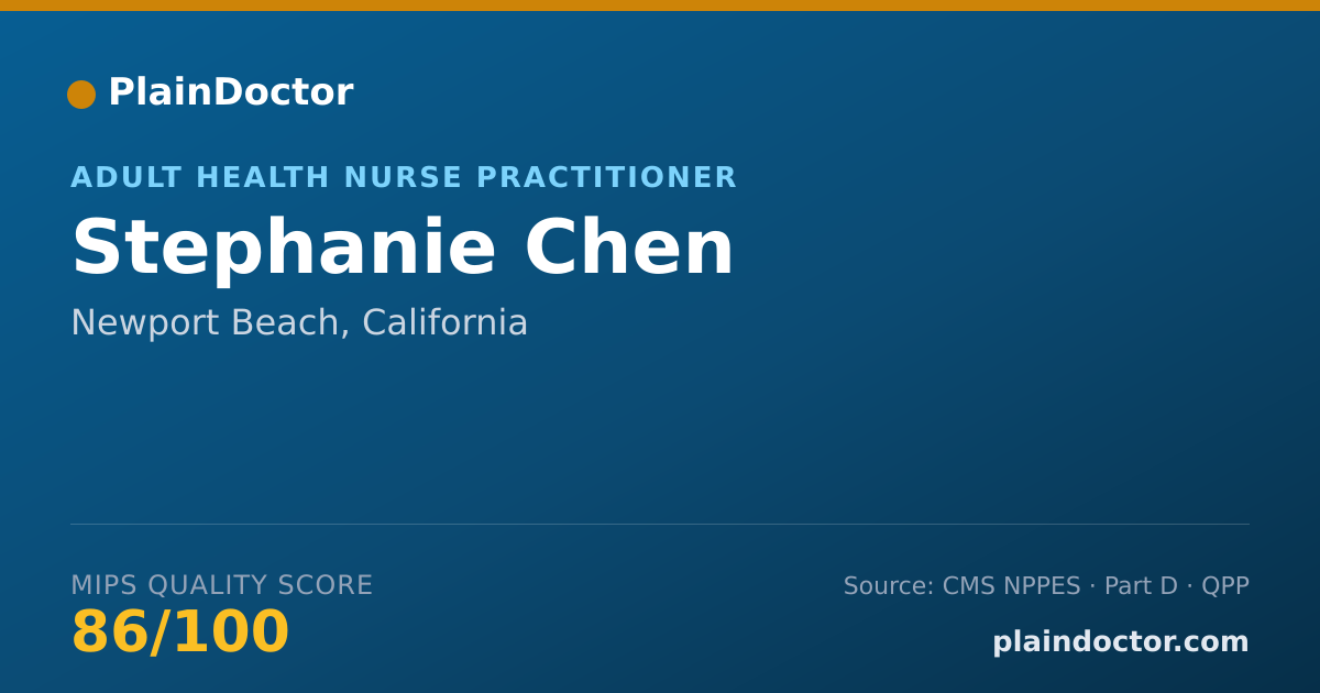 Shareable card for Stephanie Chen - Adult Health Nurse Practitioner, Newport Beach, CA