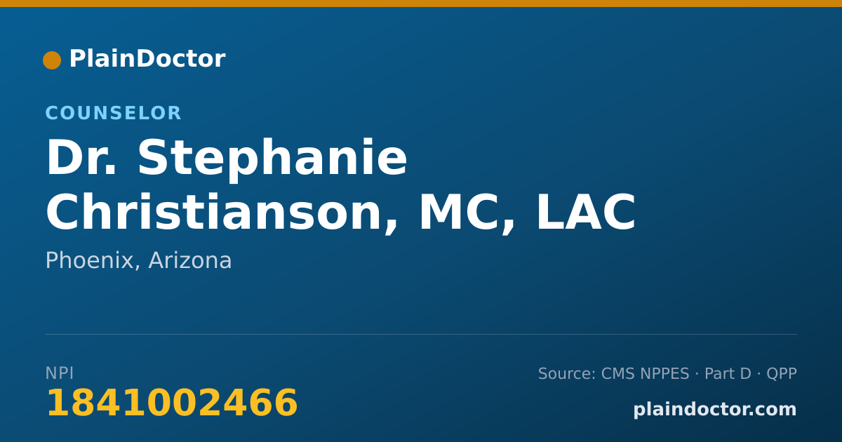 Shareable card for Stephanie Christianson, MC, LAC - Counselor, Phoenix, AZ