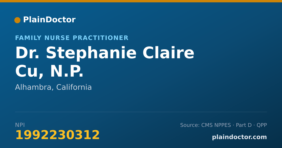 Shareable card for Stephanie Claire Cu, N.P. - Family Nurse Practitioner, Alhambra, CA