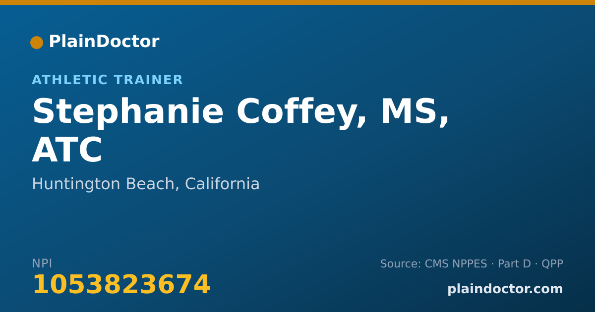 Shareable card for Stephanie Coffey, MS, ATC - Athletic Trainer, Huntington Beach, CA